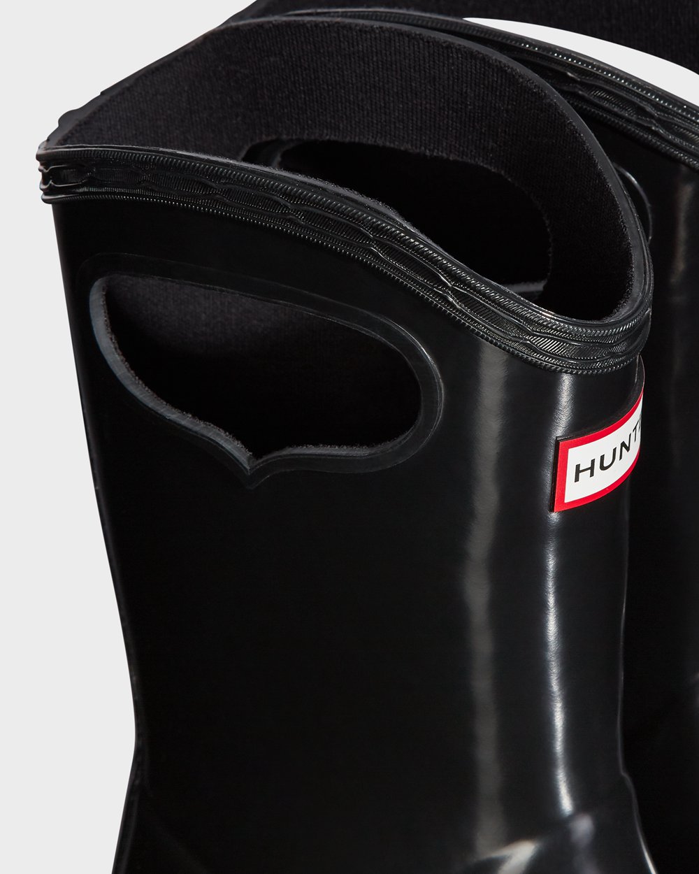 Hunter Original First Classic Grab Handle Gloss Rain Boots - Outlet Kids Black - PWFRMD931